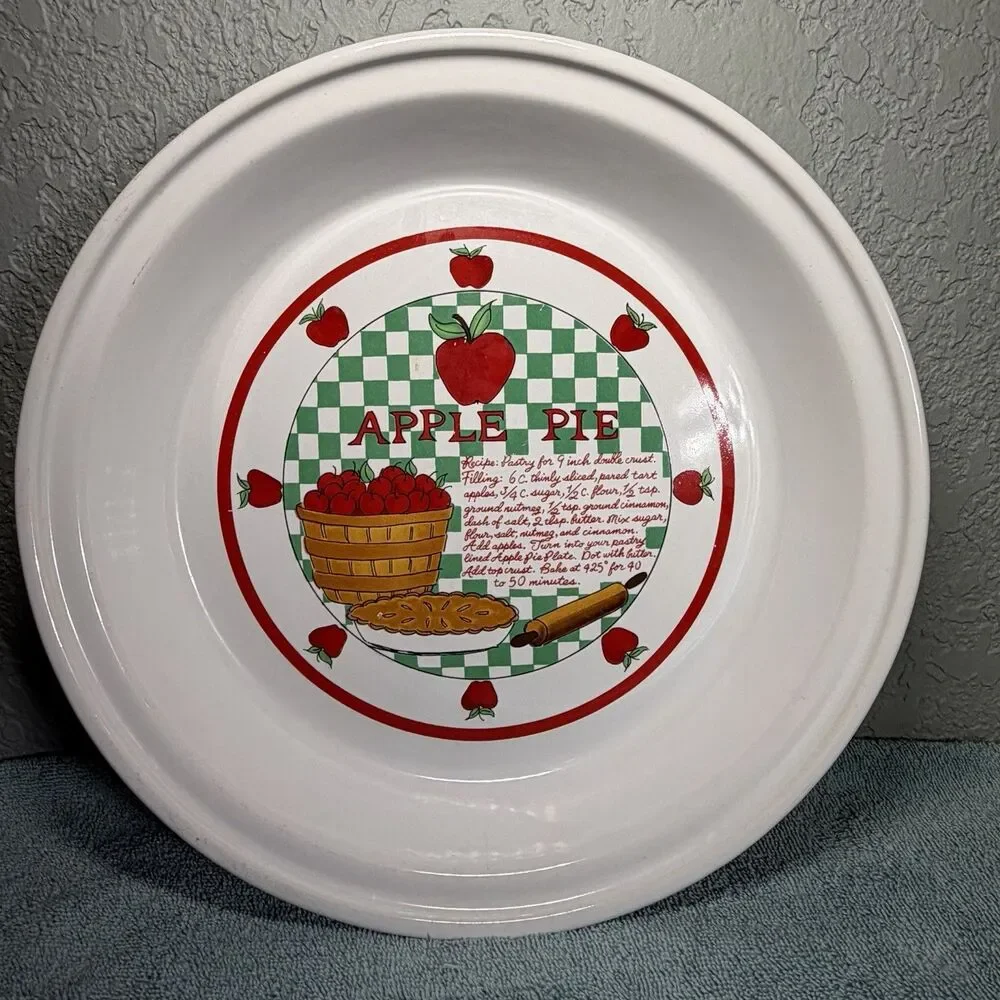 VTG Apple Pie Recipe Plate Indoor Outfitters Cottage Core Granny Fall Decor